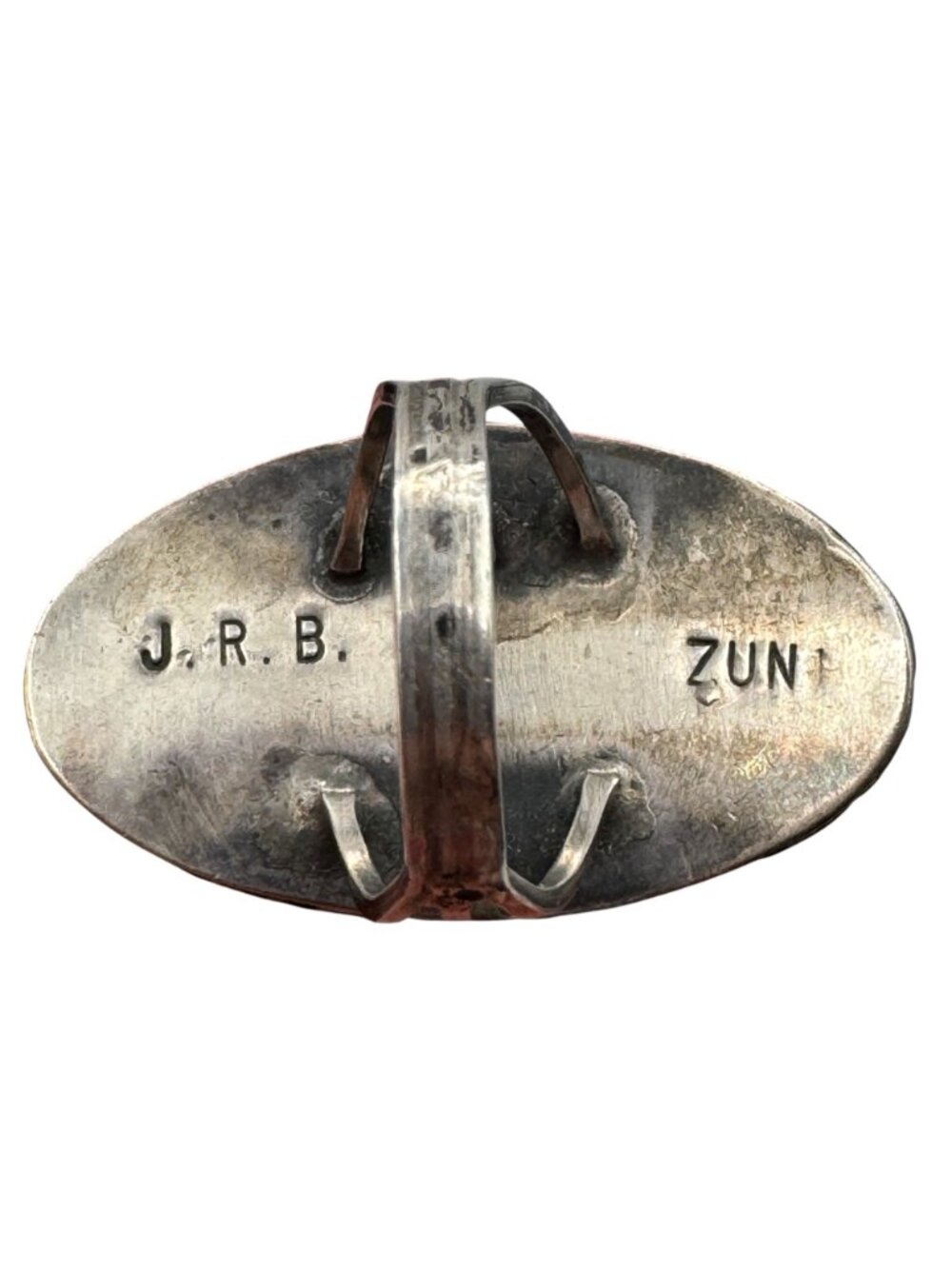 Vintage Zuni Sterling Silver Inlay Statement Ring Signed J.R.B. Sz 6.75 Bowannie - Picture 7 of 14